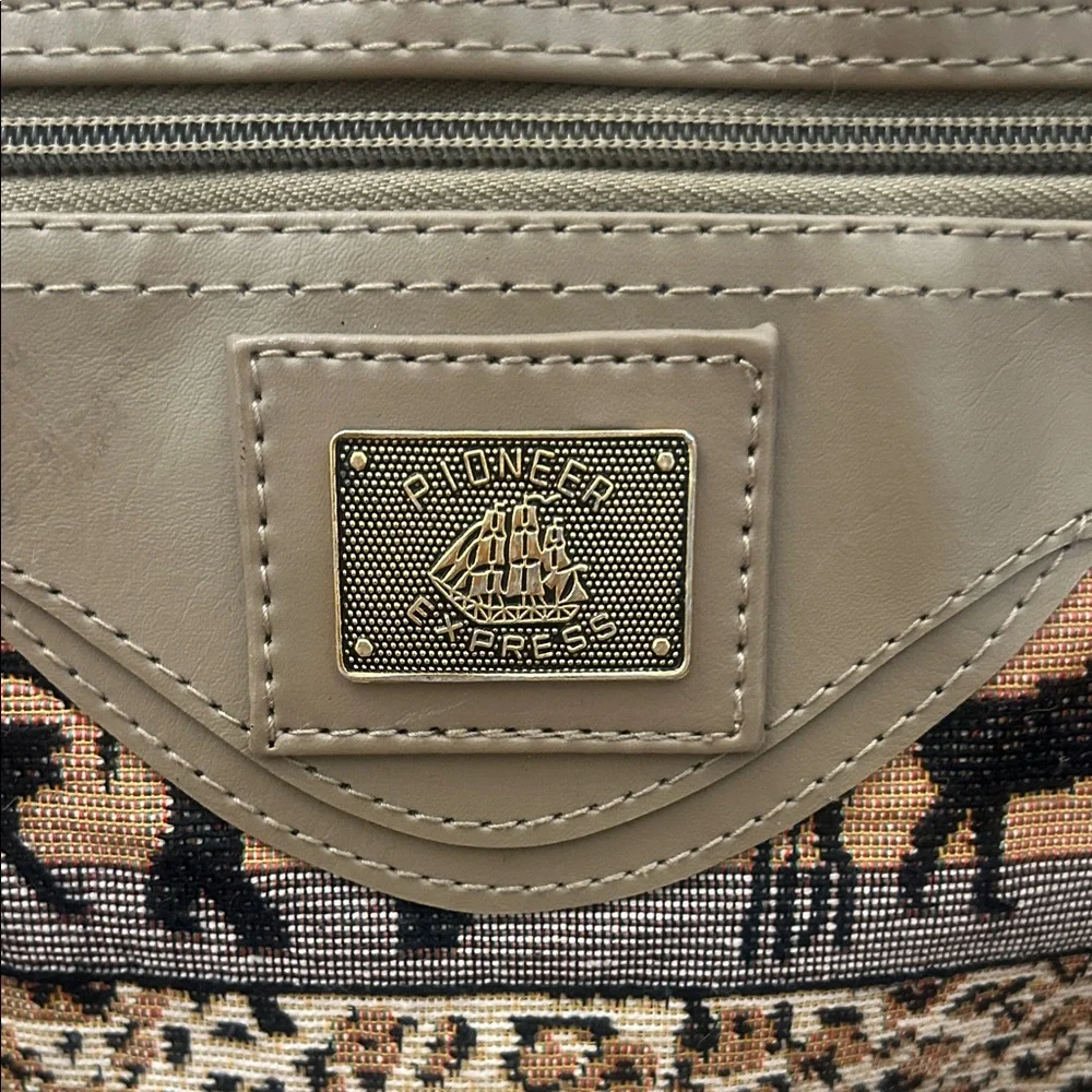 Animal-Print Garment Travel Bag in Tan safari theme